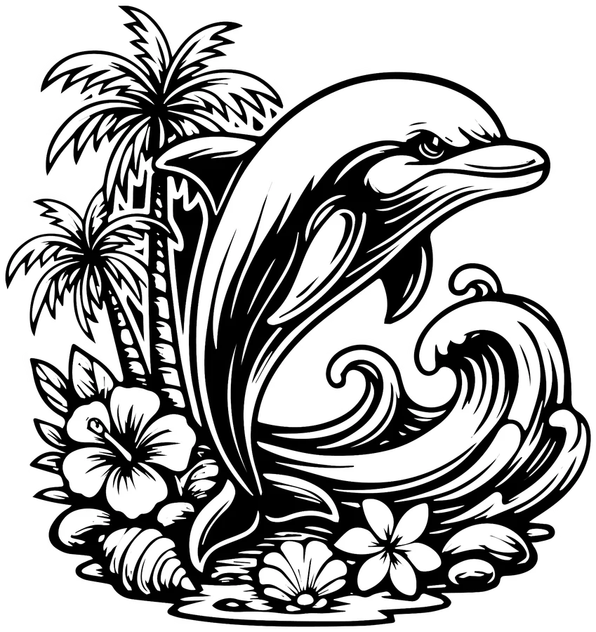 Tropical Dolphin DTF design