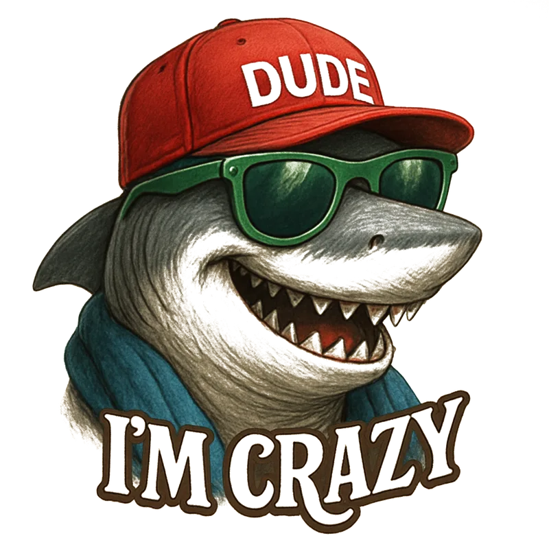 Shark Dude — I’m Crazy DTF design