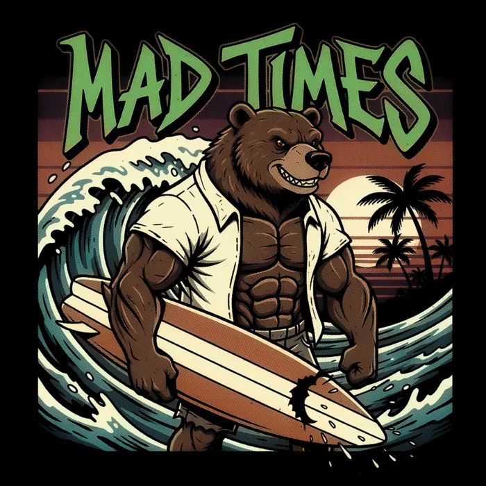 Mad Times Surf Bear DTF design