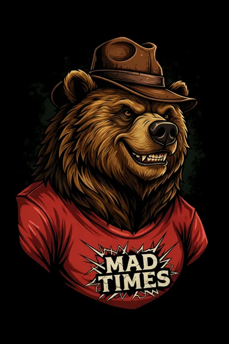 Mad Times Bear Hat DTF design