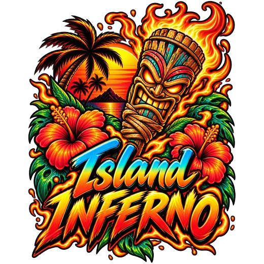 Island Inferno Tiki transparent design
