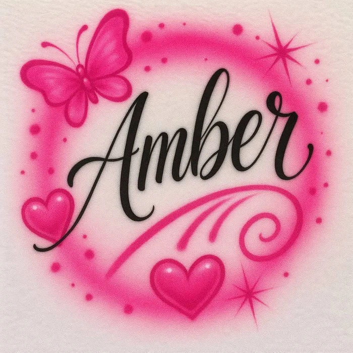 Amber script hearts airbrush shirt design sample