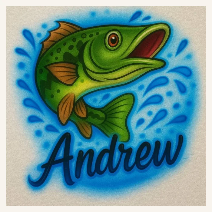 Andrew personalized bass fish airbrush T-shirt design sample