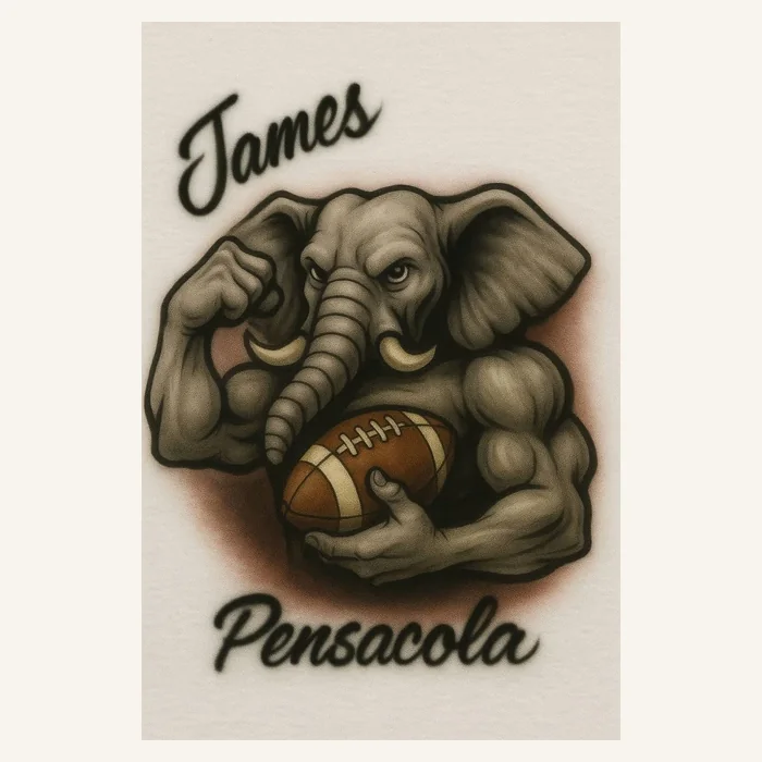 James elephant football personalized airbrush T-shirt design sample