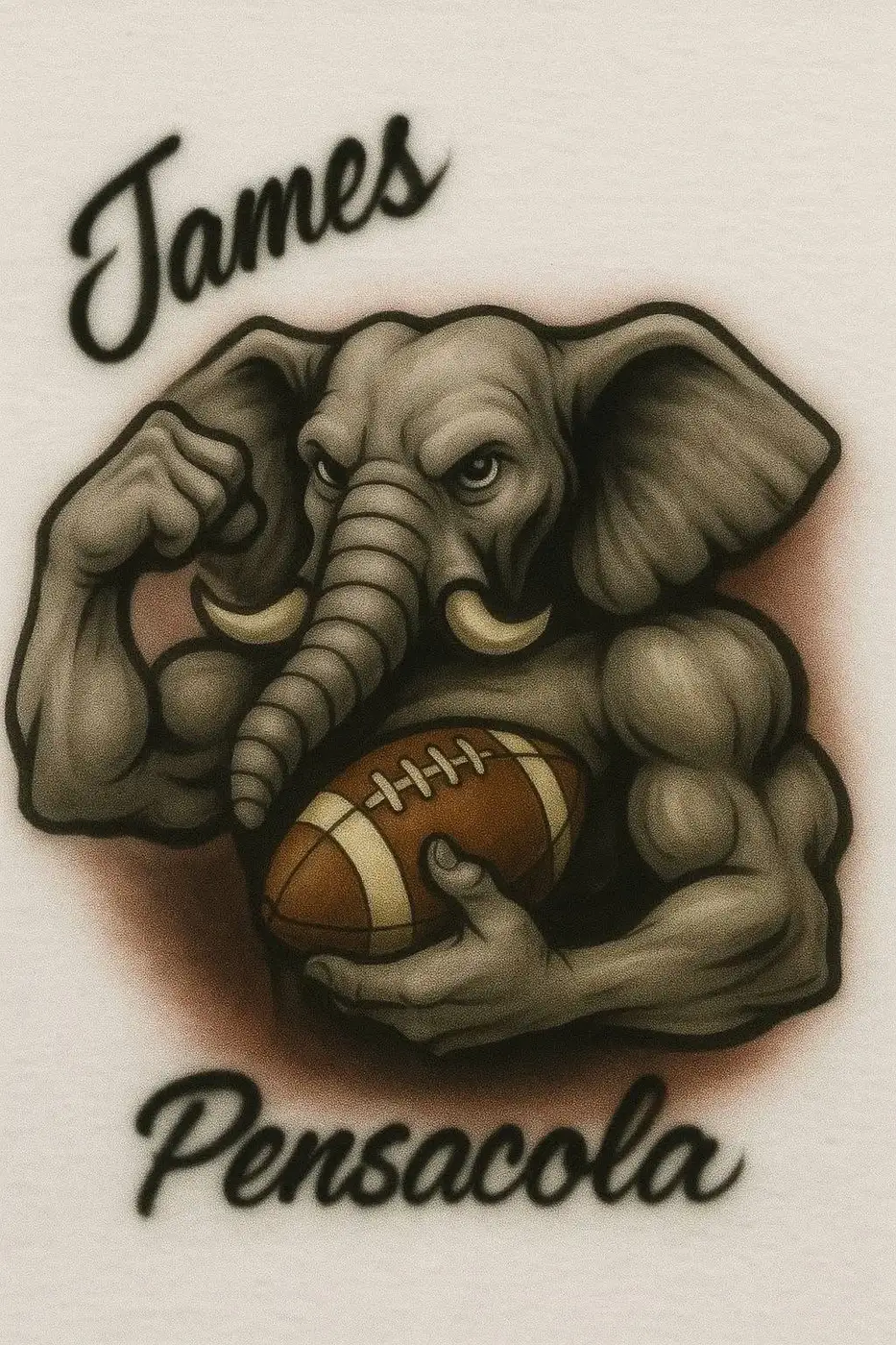 James elephant football personalized airbrush T-shirt design sample