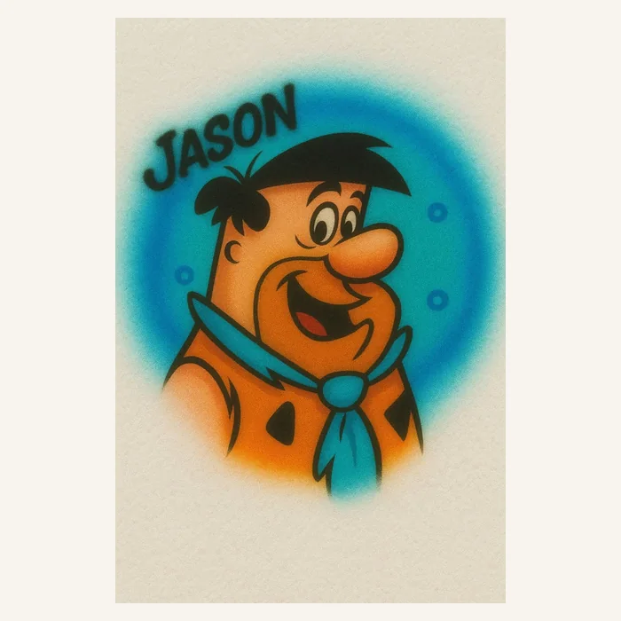 Jason stone age cartoon personalized airbrush T-shirt design sample