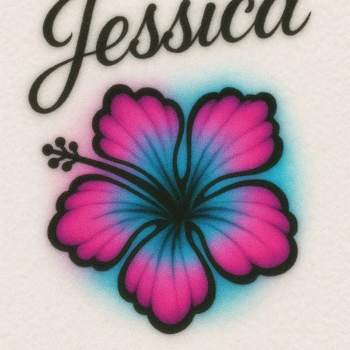 Jessica hibiscus name airbrush shirt design sample
