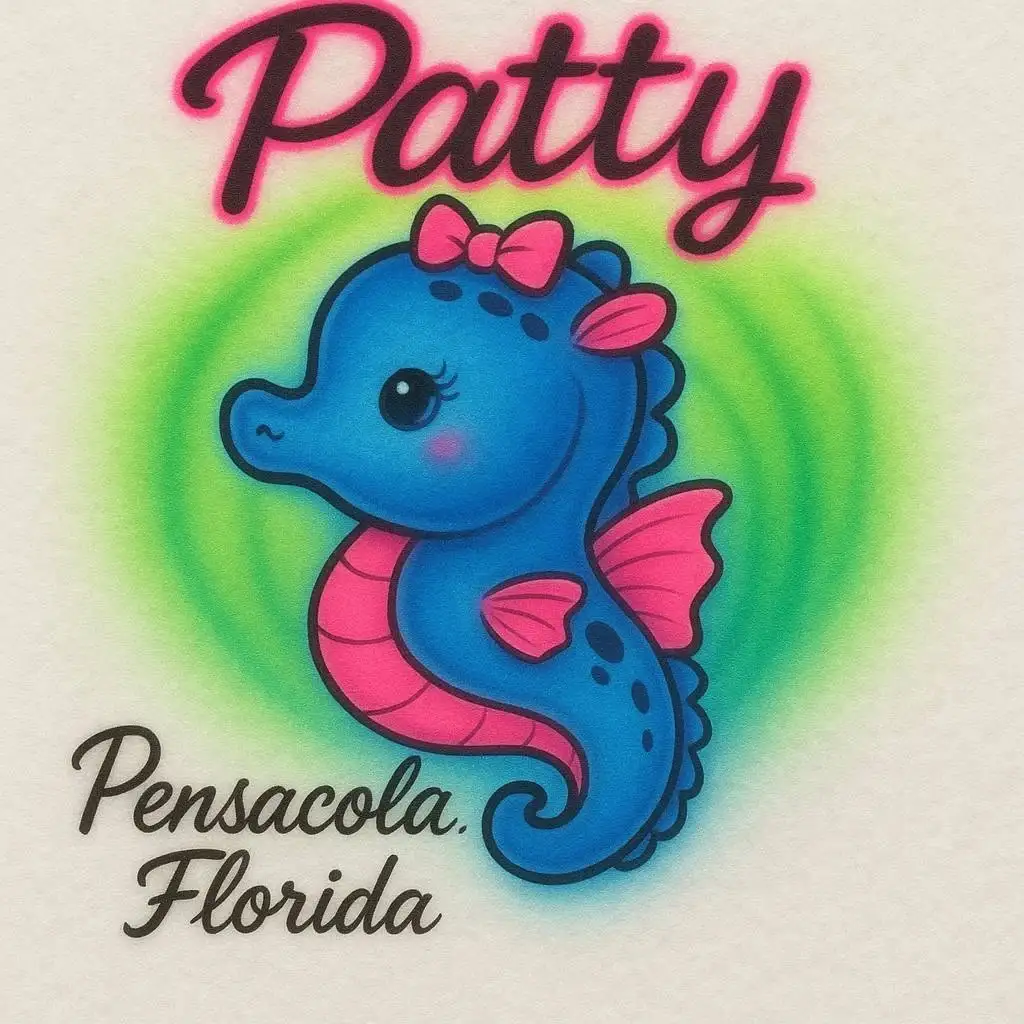 Patty seahorse Pensacola Florida airbrush shirt design sample