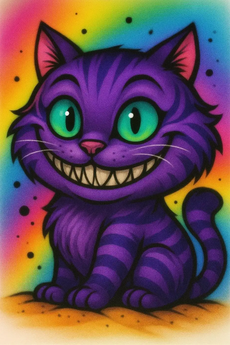 Purple smile cat airbrush shirt design sample