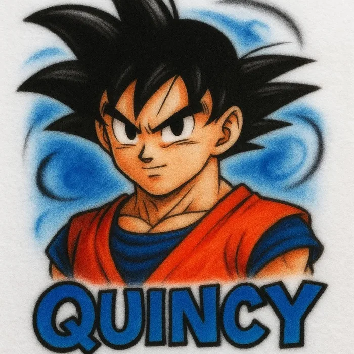 Quincy anime hero custom airbrush shirt design sample