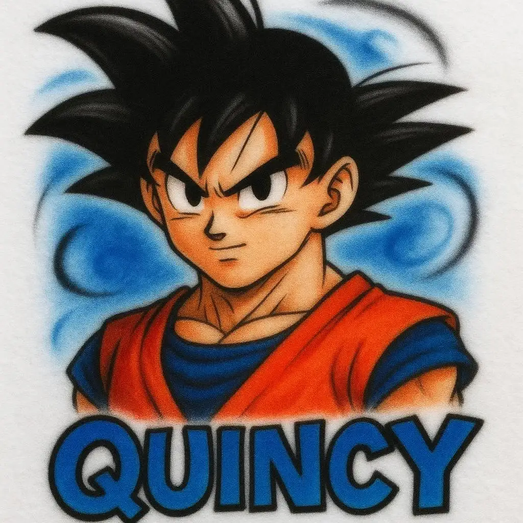 Quincy anime hero custom airbrush shirt design sample
