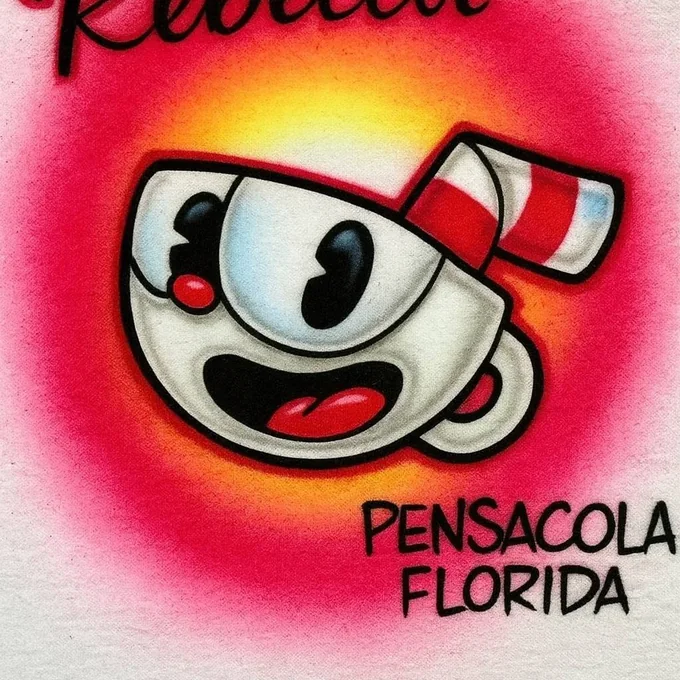 Rebecca personalized cartoon cup airbrush T-shirt design sample