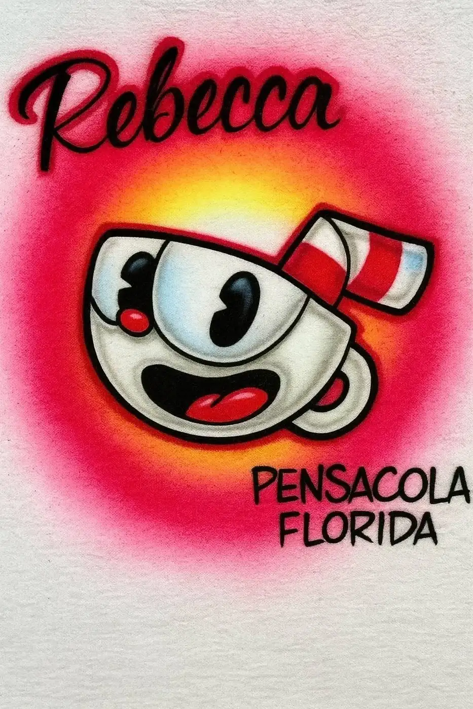 Rebecca personalized cartoon cup airbrush T-shirt design sample