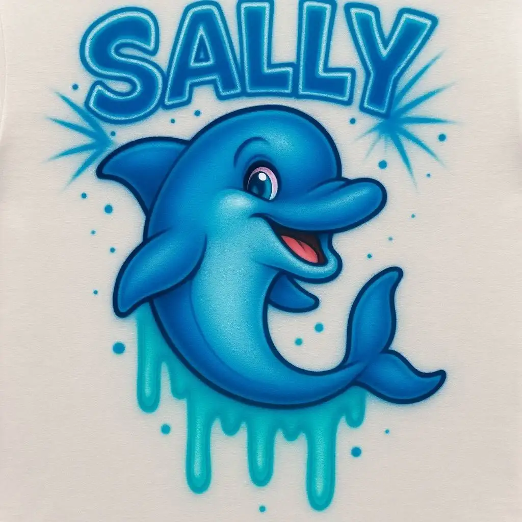 Sally dolphin airbrush shirt design sample