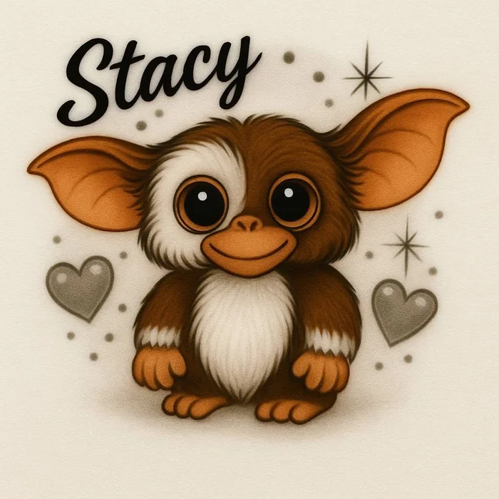 Stacy character airbrush shirt design sample