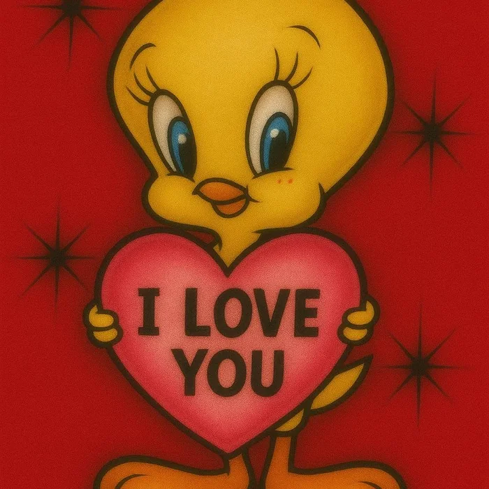 Cute bird I Love You airbrush shirt design sample