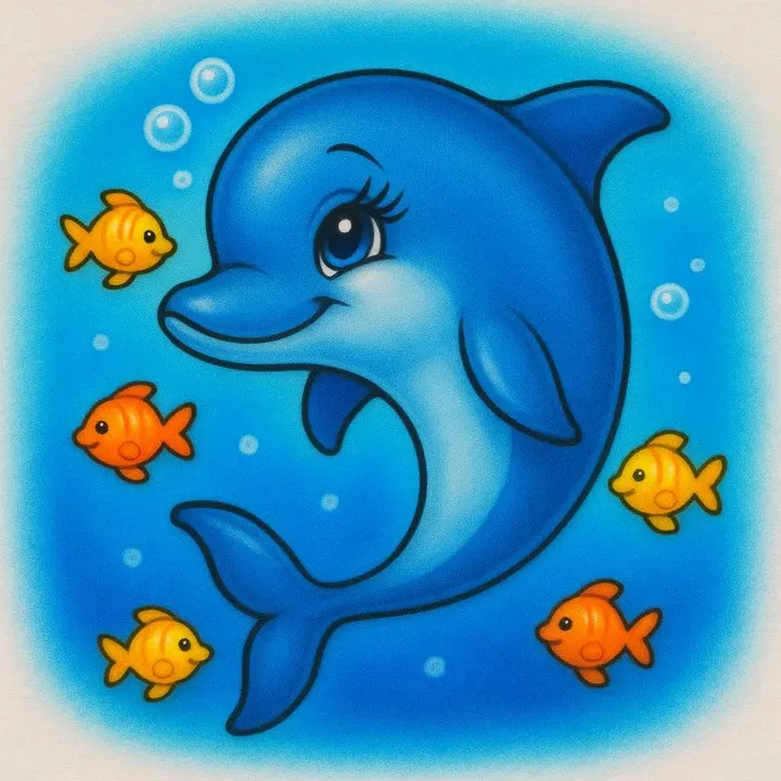 Dolphin & Tropical Fish Airbrush — Airbrush by Airbrush Some Stuff