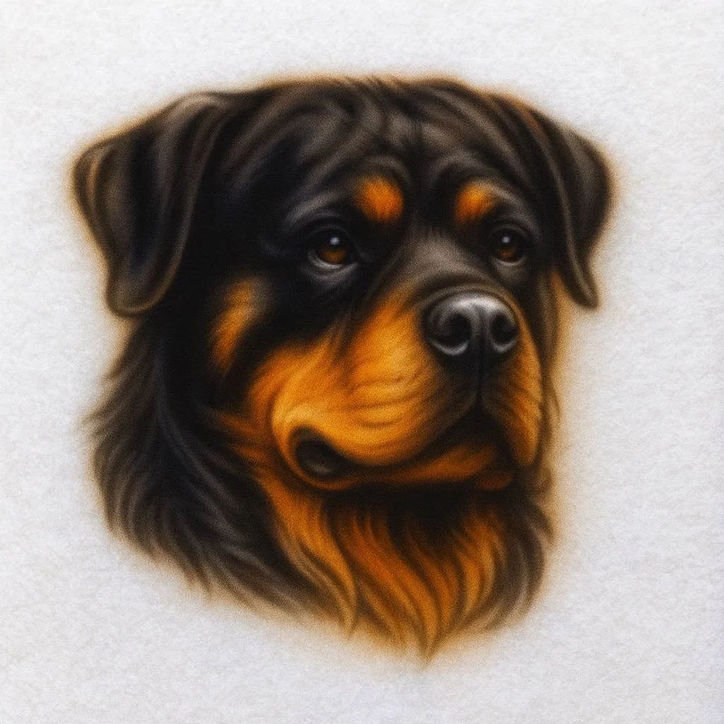 Custom pet portrait airbrush artwork